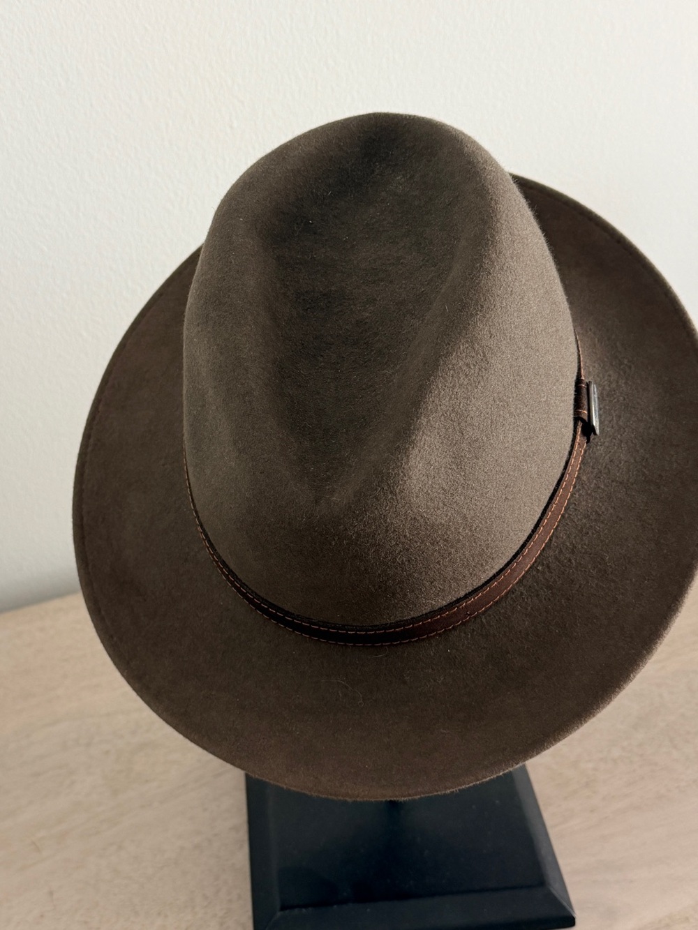 Borsalino Brown Fur Felt Fedora with Leather Band - Picture 2 of 7